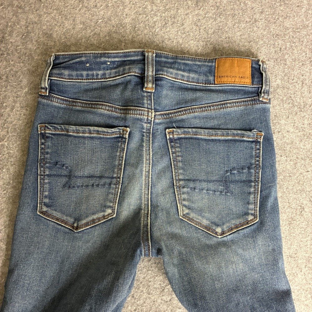 American Eagle Womens Sz 4 26x28 Next Level Stretch Distressed Skinny Jeans Blue - Picture 8 of 8